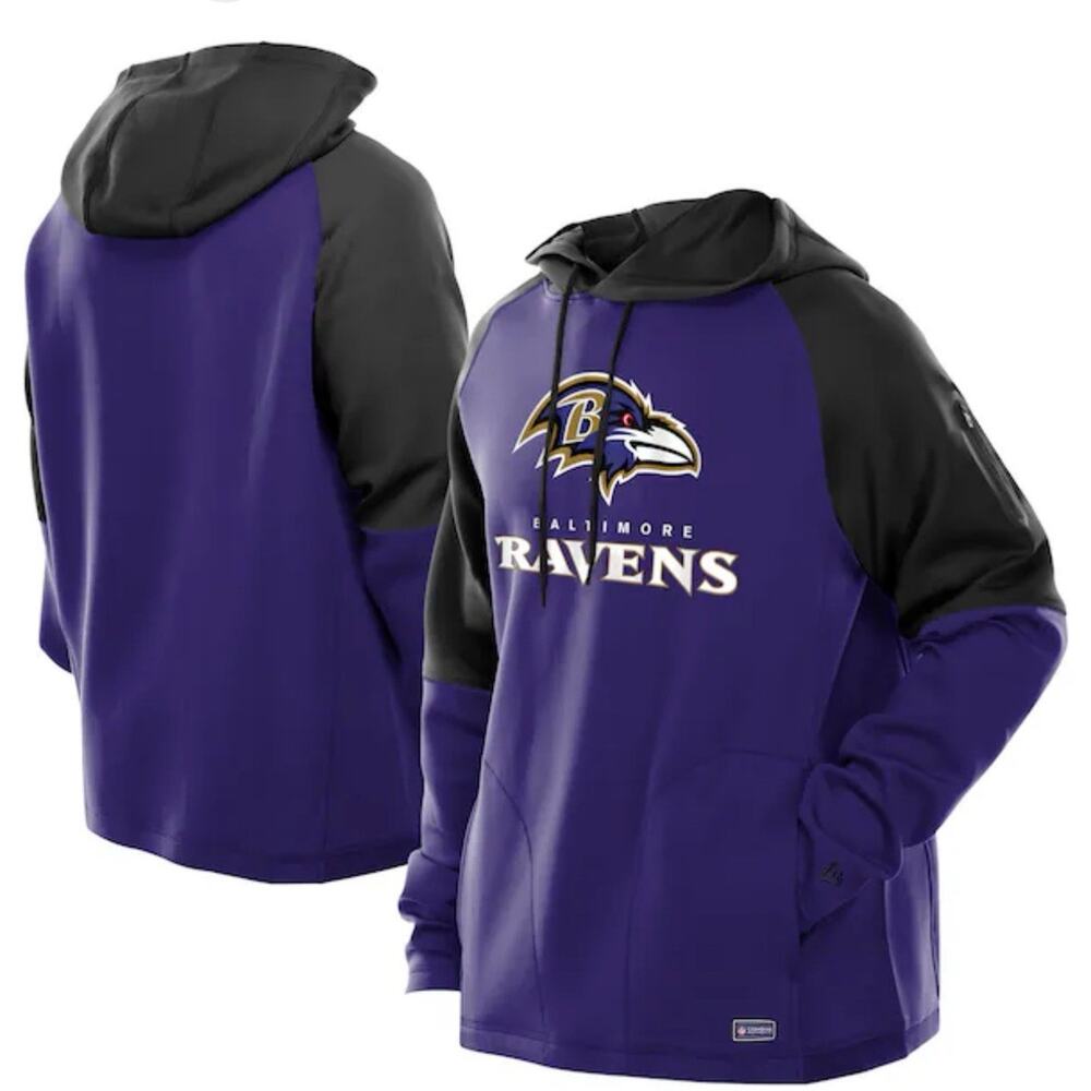 Men's Baltimore Ravens New Era Purple Combine Authentic Color Block Raglan